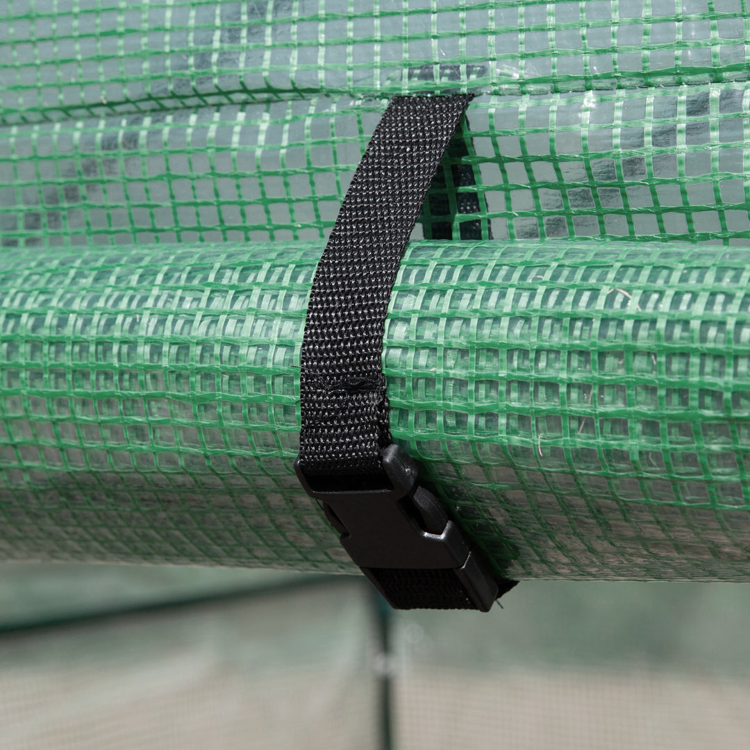 Plastikdrivhus, walk-in drivhus med 8 hylder, tomatdrivhus, drivhus, kold ramme med dør, grøn stål, pe-plast 214 x 143 x 195 cm