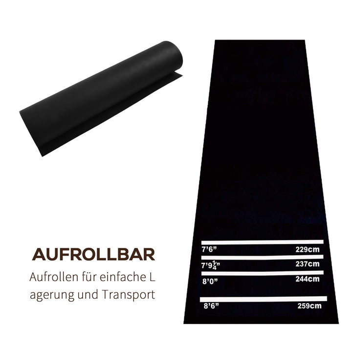 Dartmåtte 300 x 61 cm oche tæppemåtte med softdart steeldart skridsikker dart tæppe dart måtte dart tilbehør til gulvbeskyttelse
