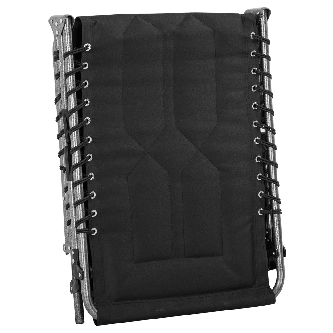Sammenklappelig liggestol, havestol med hynde, justerbar ryglæn med 5 positioner, stålstel, Oxford-stof, sort, 188 x 57 x 30 cm