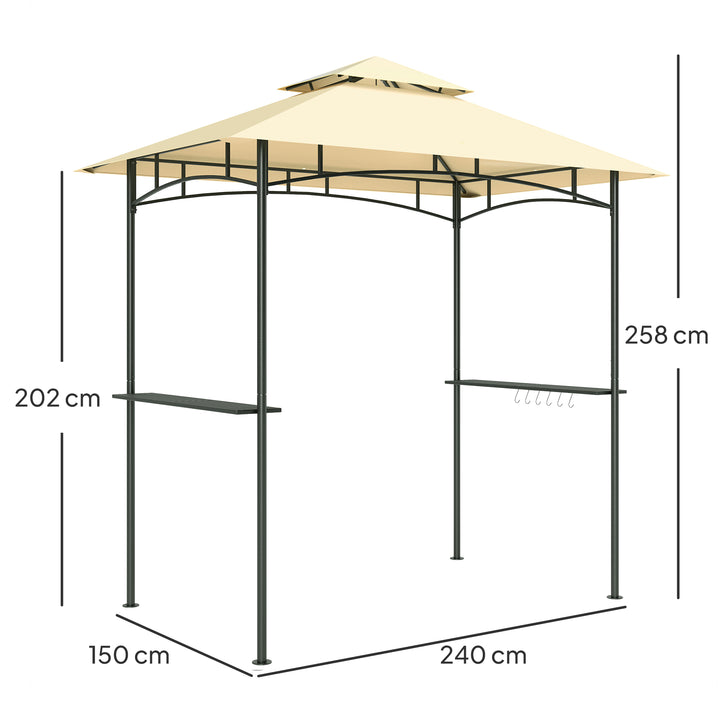 Bbq-pavillon med led 240 x 150 x 258 cm vandafvisende flammehæmmende havepavillon med dobbeltlagstag