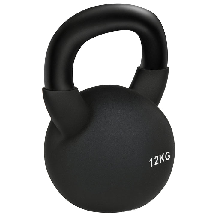 Kettlebell, 12 kg, med plastbelægning, stål, sort, 20 x 13 x 22 cm