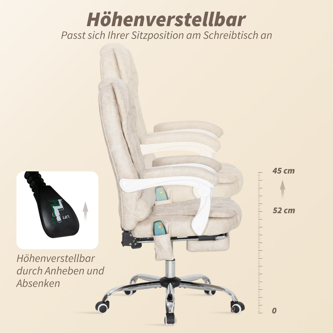 Kontorstol med massagefunktion, ergonomisk, 65x160x104cm, grå