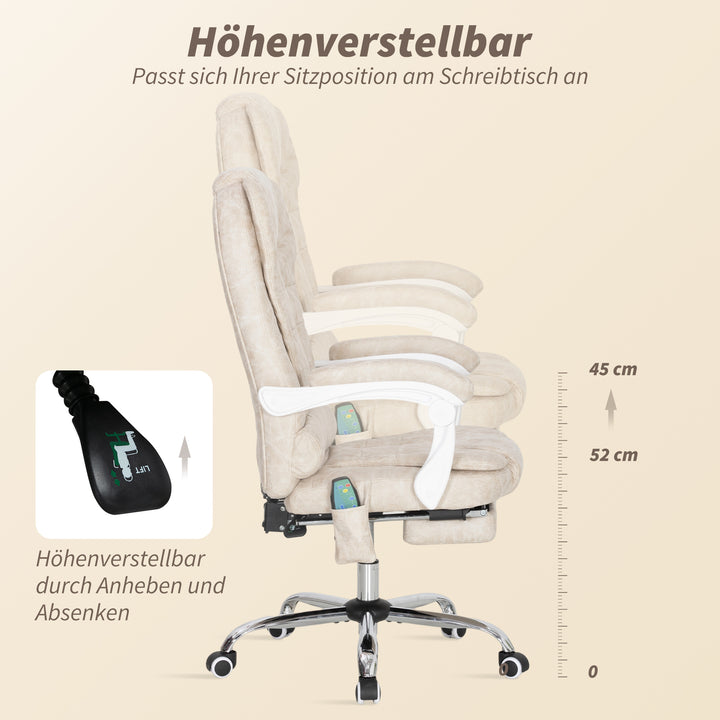 Kontorstol med massagefunktion, ergonomisk, 65x160x104cm, grå