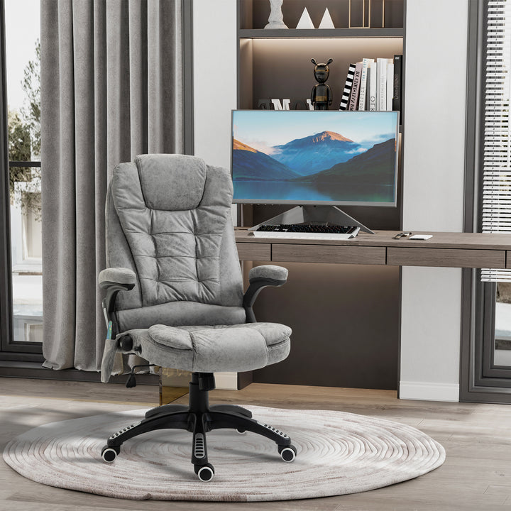 Executive-stol med massage- og varmefunktion, ergonomisk, justerbar, op til 120 kg, grå