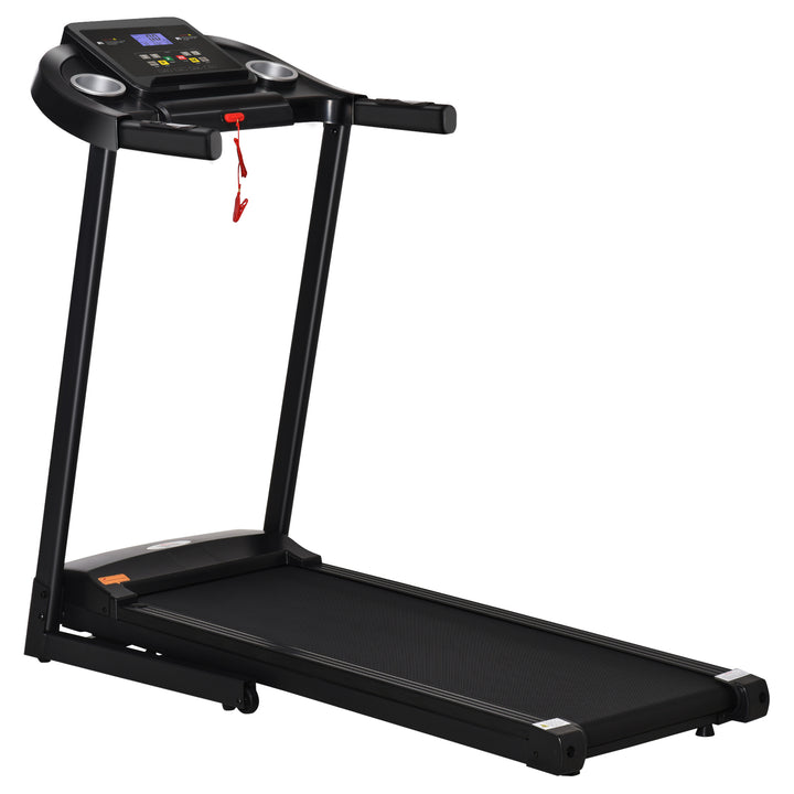 Løbebånd foldbart elektrisk 500 w 1-12 km/t led display kopholder og mobiltelefonholder meget velegnet til hjemmefitness indendørs fitness sort 134 x 60 x 118 cm