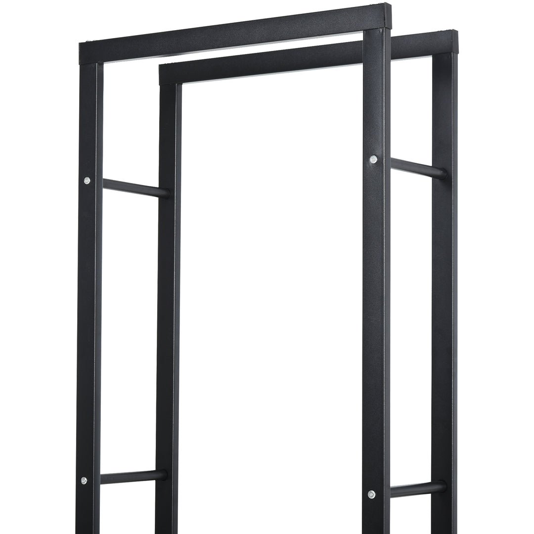 Brændehylde metal 40 x 25 x 150 cm brændehylde stablingshjælp stålramme op til 100 kg brændehylde udendørs brændehylde brændehylde til have terrasse udendørs sort