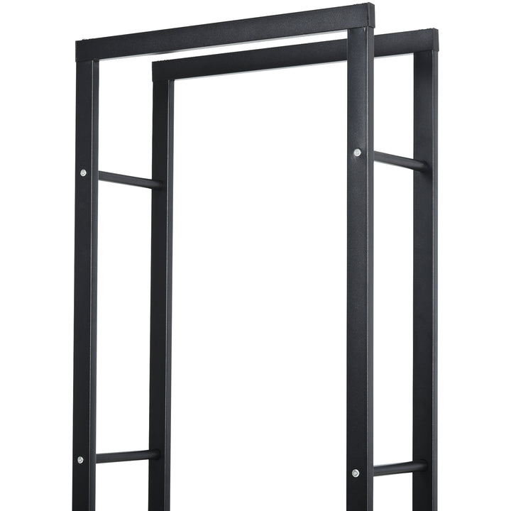 Brændehylde metal 40 x 25 x 150 cm brændehylde stablingshjælp stålramme op til 100 kg brændehylde udendørs brændehylde brændehylde til have terrasse udendørs sort