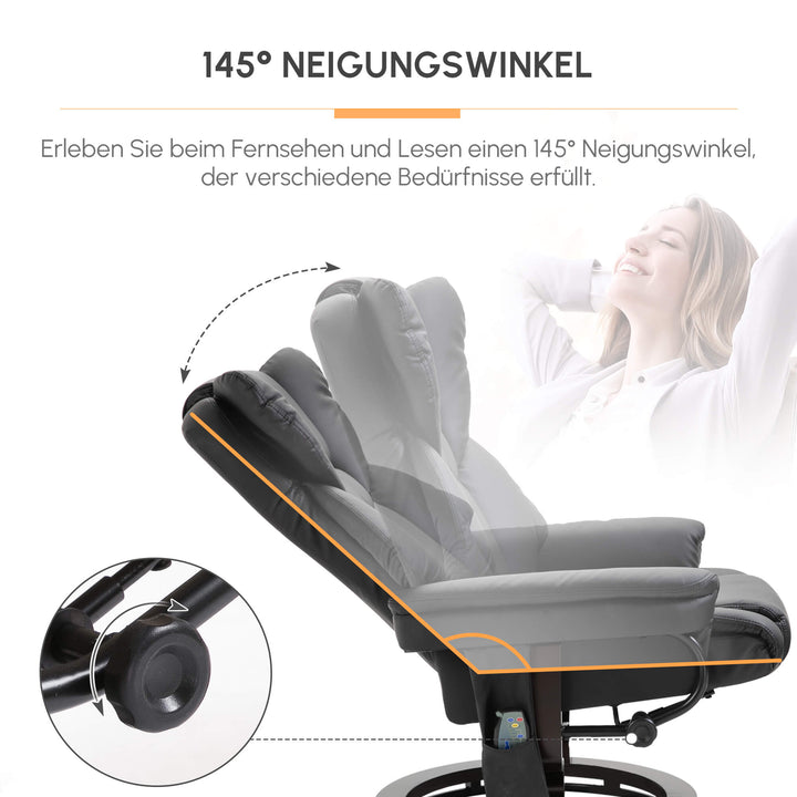 Afslappende lænestol med massagefunktion fodskammel lænefunktion kunstlæder 79 x 82 x 101 cm