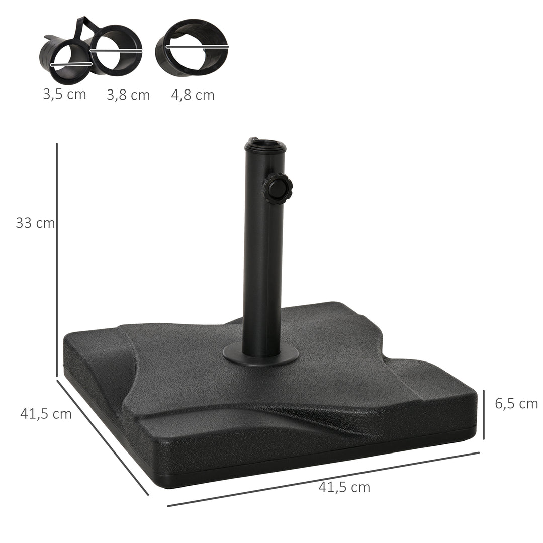 Parasolstativ, paraplyholder, paraplyfod, til Ø35 mm, Ø38 mm, Ø48 mm, metal, sort, 45 x 45 x 39 cm