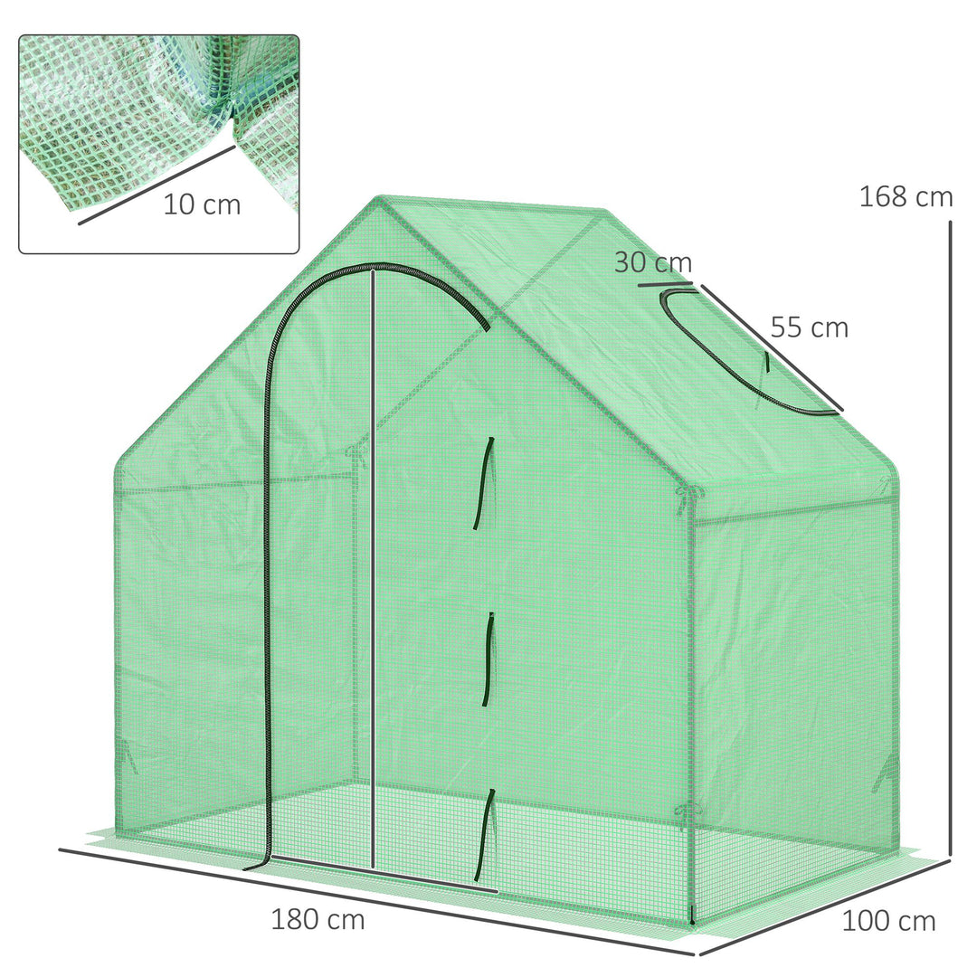 Plastikdrivhus tomatdrivhus drivhus kold ramme med vindue og dør grøn stålplast 180 x 100 x 168 cm
