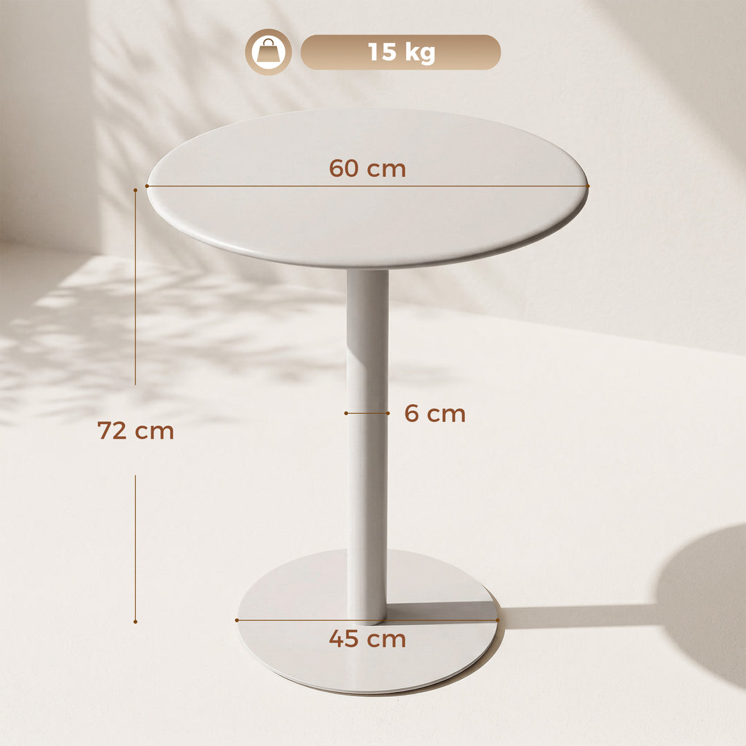 Rundt køkkenbord til 2 personer med stålramme, pladsbesparende, 60 x 60 x 72 cm, beige