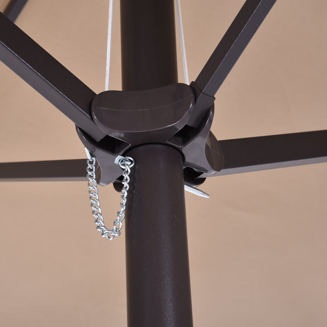 Dobbeltparasol 455 x 270 cm haveparasol med håndsving oval stabil metalstang markedsparasol dobbeltparasol terrasseparasol solbeskyttelse til strand balkon terrasse have lys kaffe