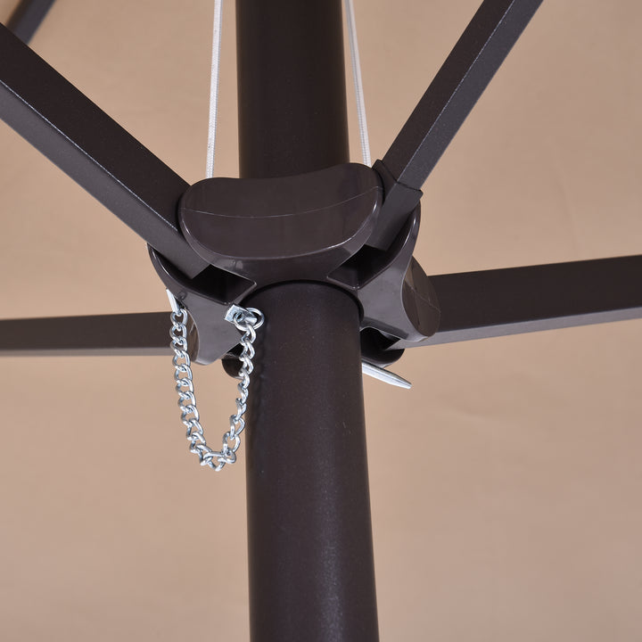 Dobbeltparasol 455 x 270 cm haveparasol med håndsving oval stabil metalstang markedsparasol dobbeltparasol terrasseparasol solbeskyttelse til strand balkon terrasse have lys kaffe