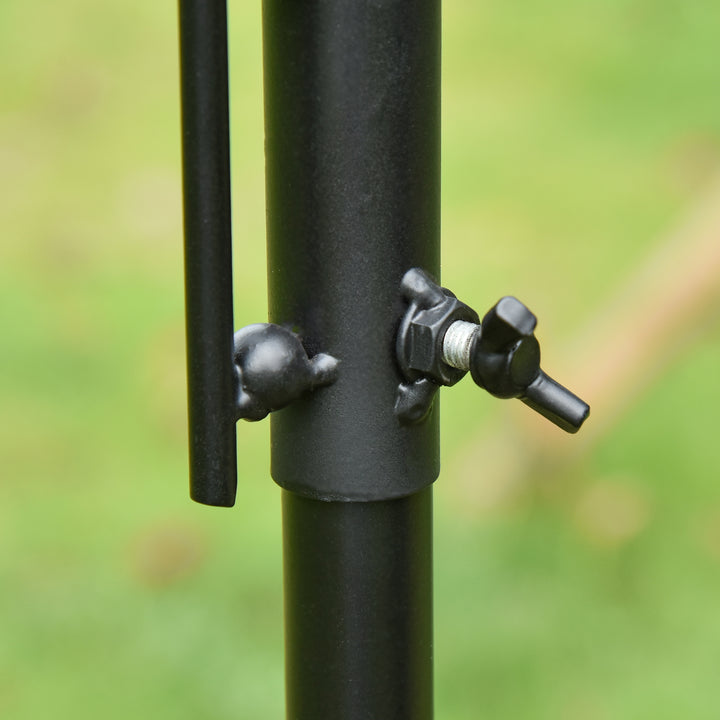 Fuglefoderstationssæt af stål, højde 208 cm, inklusive 4 kroge, fuglebad, foderplade, komplet fodersøjle, fuglefoderstation, sort