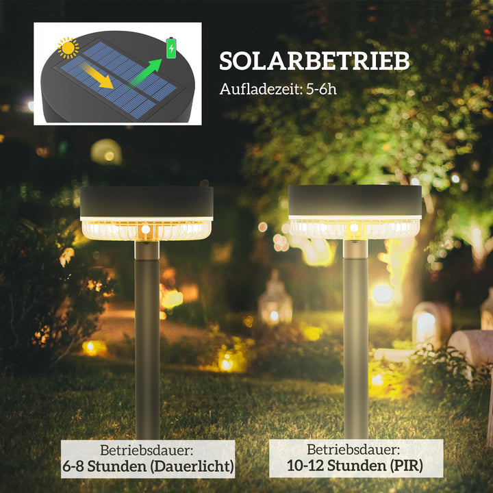 Solcelledrevne havelamper, vandtætte, varm hvide led-lamper, 10-12 timers driftstid, sort