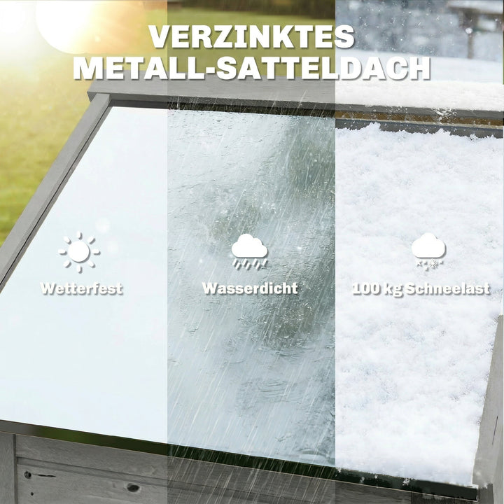 Træskur, ekstra højt, med justerbar hylde, magnetisk dør, galvaniseret tagventilation