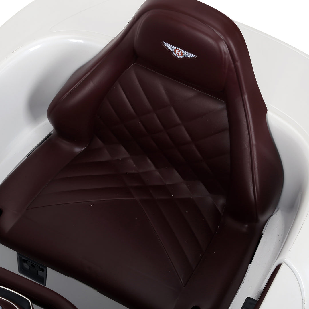 Bentley GT børnebil, officielt licenseret elektrisk kørebil med fjernbetjening, 2 x 390 motorer, hvid, 108 x 60 x 43 cm