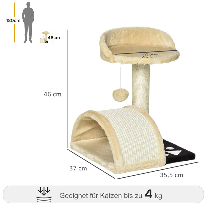 Kradsetræ med legebolde kradsetræ til katte sisalreb kradsetræer beige 35,5 x 37 x 46 cm