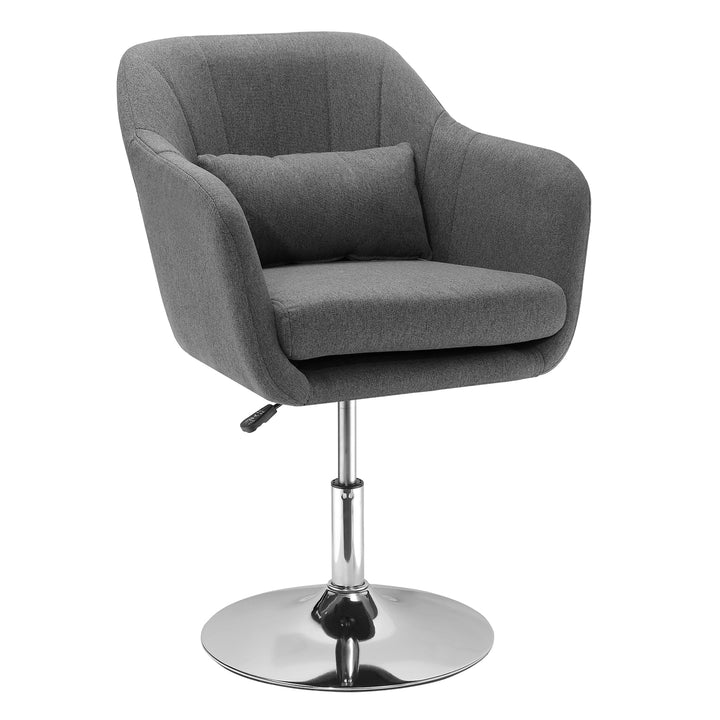 Drejestol, højdejusterbar kontorstol, hørlignende polyester, metal, 60 x 60 x 79-91 cm, mørkegrå