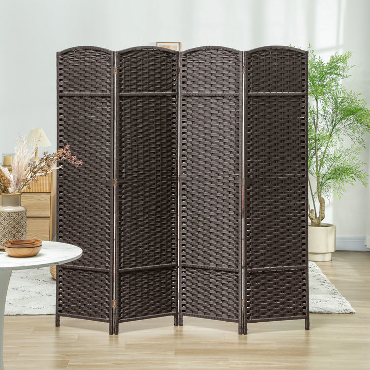 4-Panels rumdeler, foldbar skærm, skærm til stue, soveværelse, hjemmekontor, brun