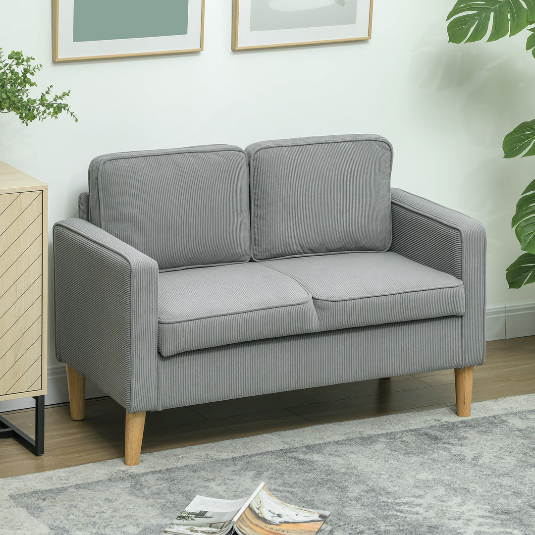 To-personers sofa med opbevaringsplads og massive træben, til stue, soveværelse, 117 x 63 x 79 cm, lysegrå