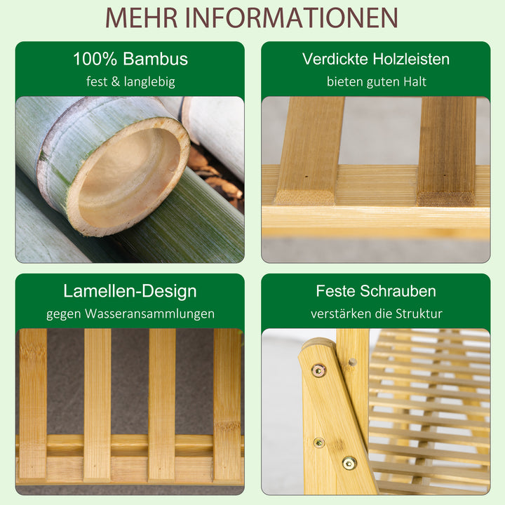 Træ blomstertrappe plantestativ stigehylde justerbar hængende højde blomsterstativ hængende bambus naturlig indendørs udendørs 100 x 40 x 143 cm