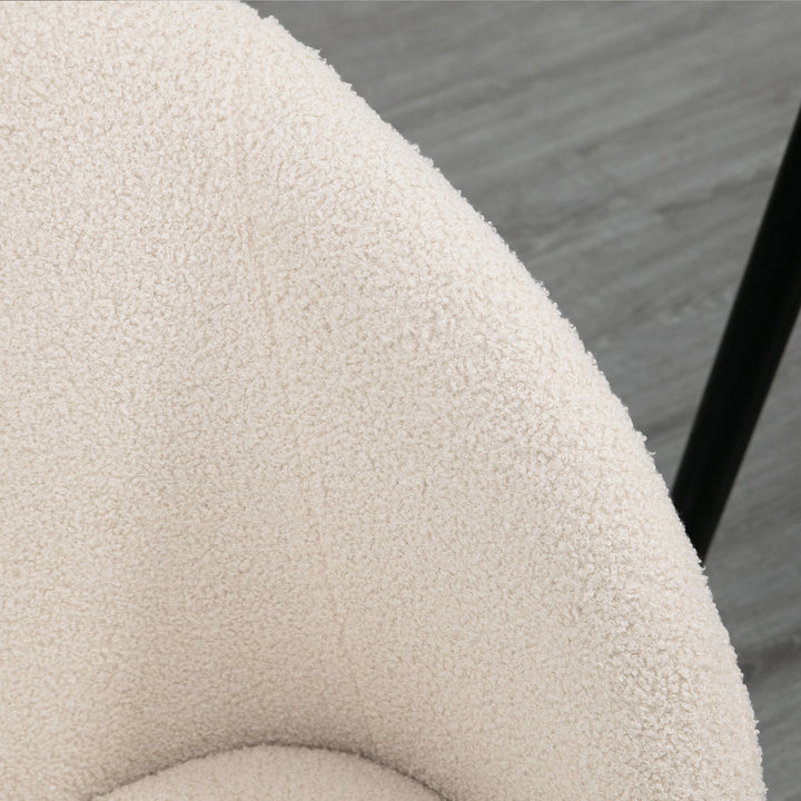 Sæt med 2 spisebordsstole, polstrede stofkøkkenstole med stålben, buet ryglæn, cremehvid