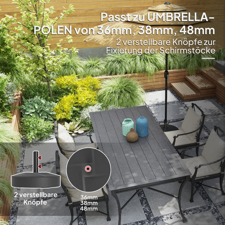 Parasolfod, fyldbar op til 30 kg, rund parasolfod, parasolholder til parasoller 36/38/48 mm, sort