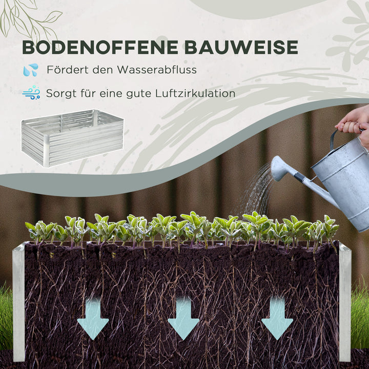 Plantepotte, praktisk blomsterbed til plantning, pleje og pleje, højbed, stål, sølv