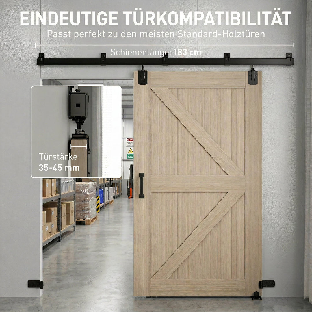 Sæt med kraftige skydedørsbeslag 244 cm sort til enkeltdøre