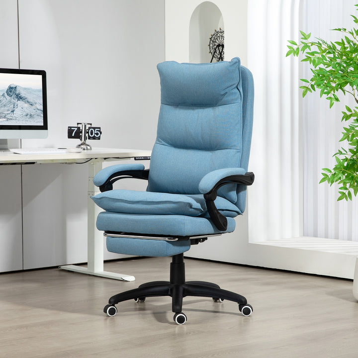 Massagekontorstol, skrivebordsstol med massagefunktion, højdejusterbar, ergonomisk drejestol, nylon, blå