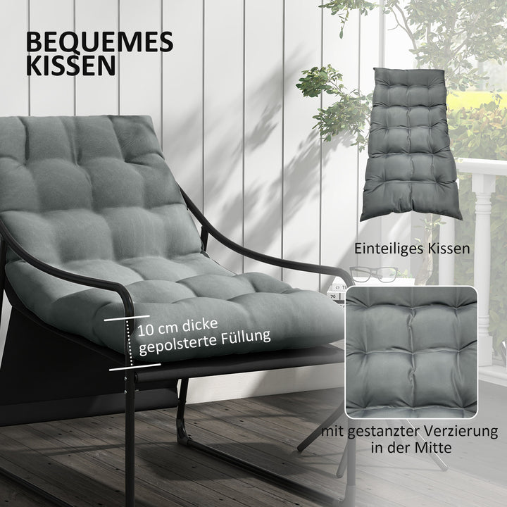 Udendørs lounge, tykke hynder, stel i rustfrit stål, 62B x 110D x 88H cm, grå/sort