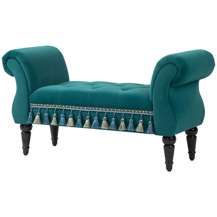 Polstret bænk, vintage design, op til 150 kg, 117x40x58 cm, grøn