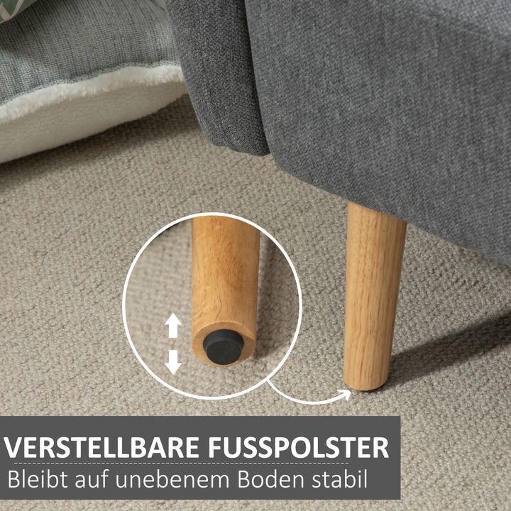 2-personers sofa med 2 puder, lille loveseat med fløjlstop, moderne polstret sofa til stue, soveværelse, lille værelse, grå 130 x 70 x 80 cm