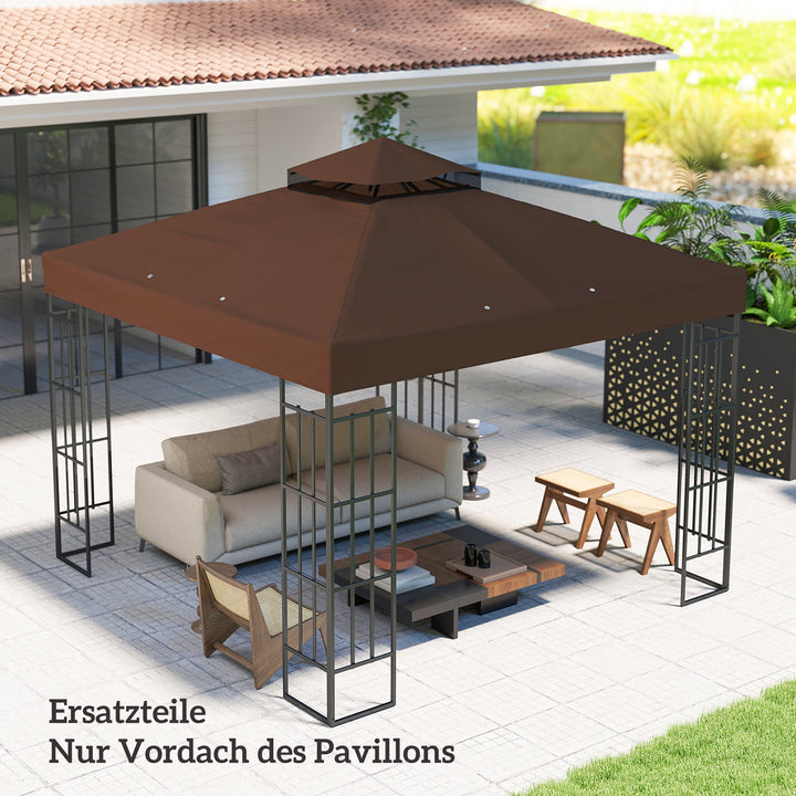 3 x 3 m udskiftningstag til pavillon, udskiftningspresenning til pavillon med drænhuller, UPF30+, solbeskyttelse, kaffe
