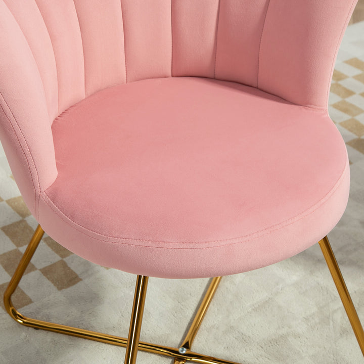 Polstret accentstol med lotus design ryglæn, metalben, pink
