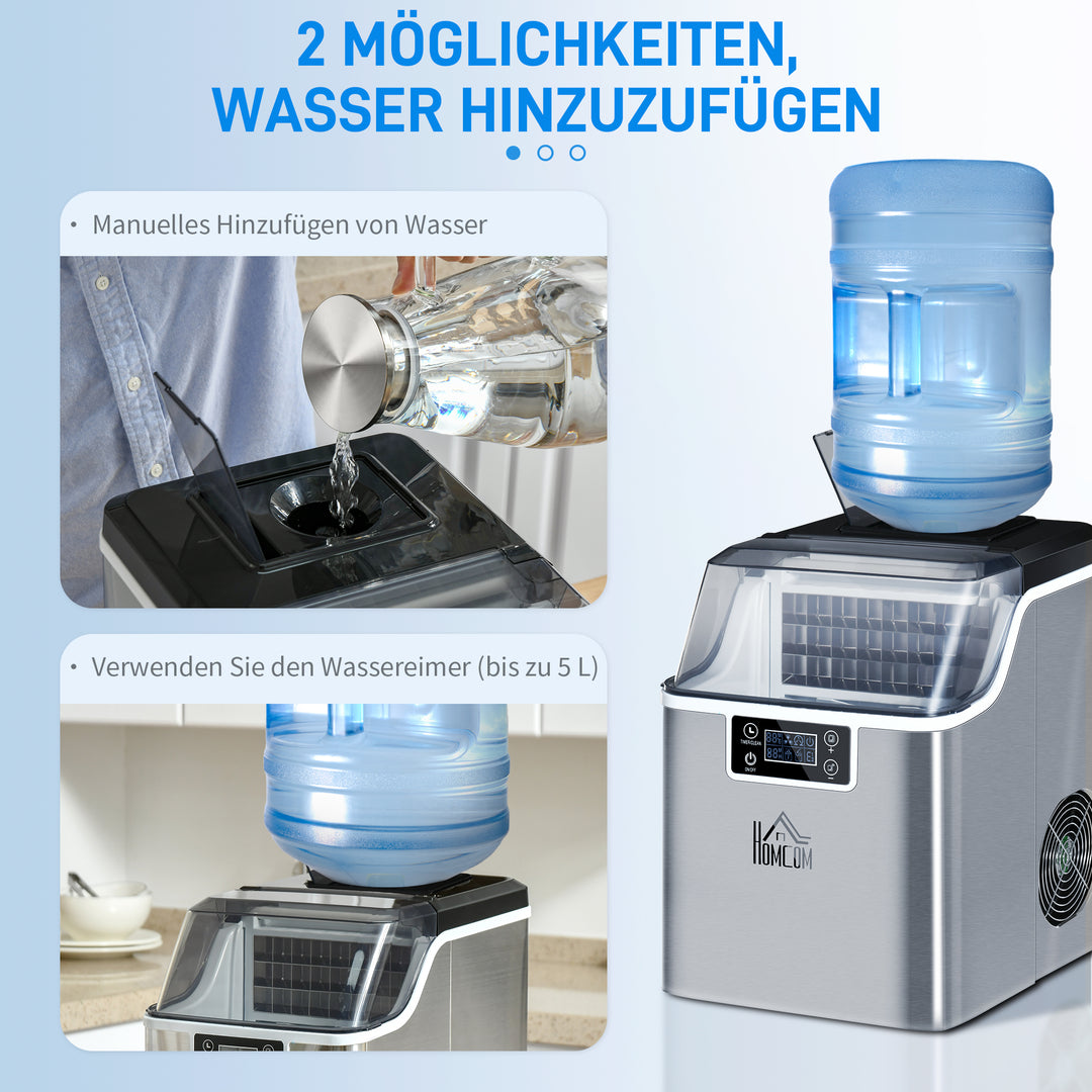 Isterningmaskine isterningdispenser ismaskine 20kg/24t 2,3l isterningmaskine med 3,2l vandtank, sølv