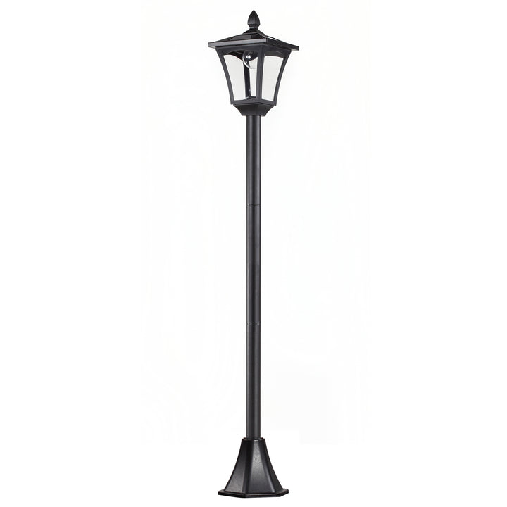 Led solcelledrevet havelanterne, gulvlampe lavet af rustfrit stål, havelampe 160 cm høj, lanterne udendørs lys ip44, solcellelampe med lyssensor 30 lumen, jordspyd, havelampe til haven, balkon, sort