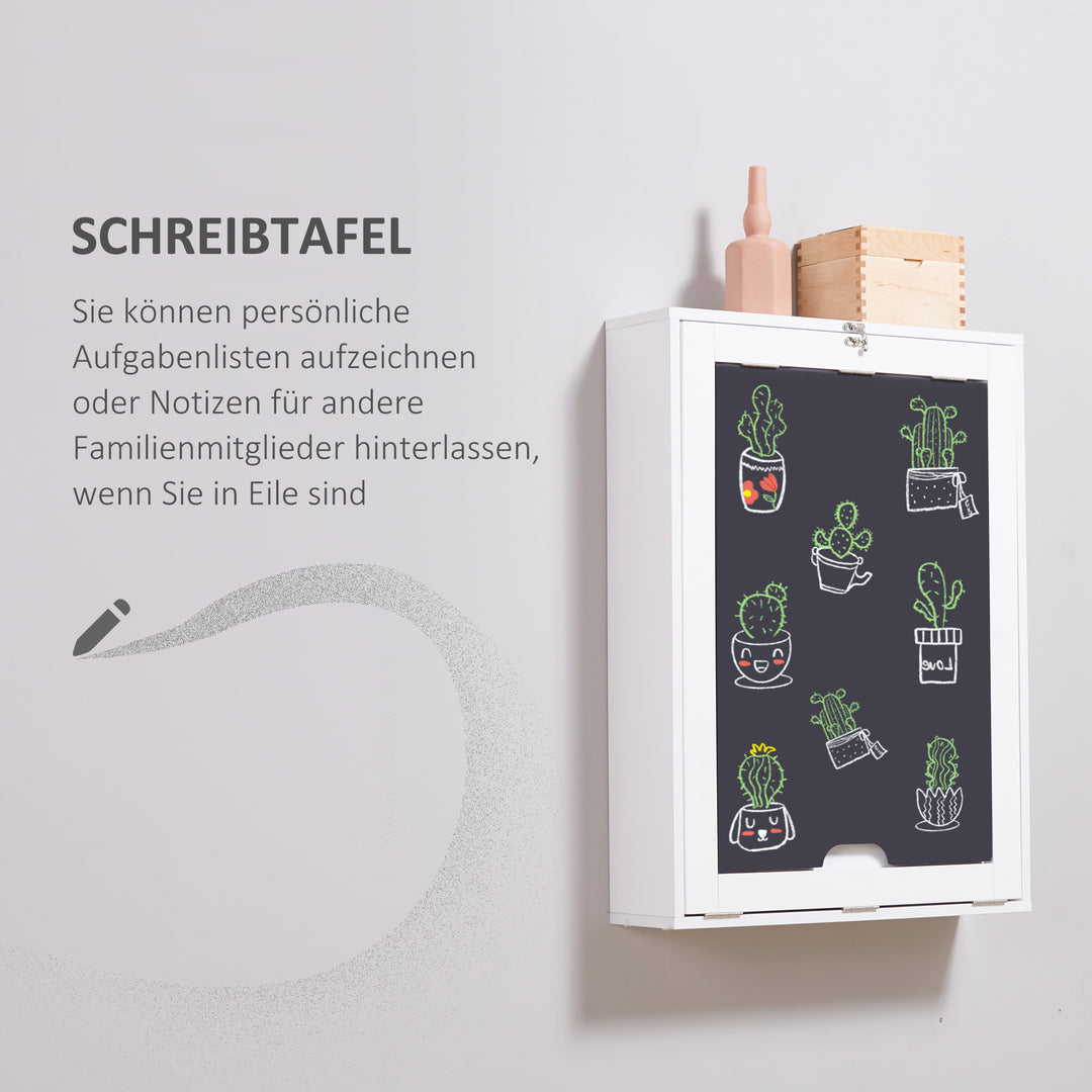 Vægbord, foldbar bordplade, 5 rum, 60x94,5x147cm, sort/hvid