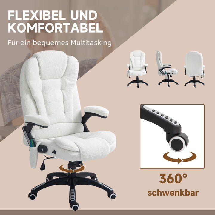 Kontorstol massagefunktion massage kontorstol, massagefunktion, højdejusterbar, 67 x 74 x 107-116 cm, hvid