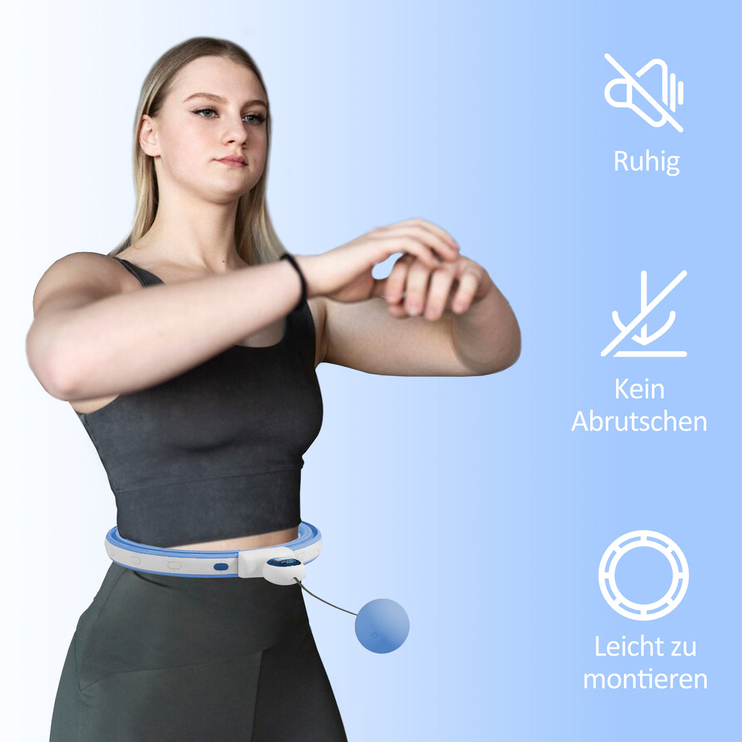 Smart hula hoop voksen med vægtboldtæller 16 knuder (76-113cm) lyseblå