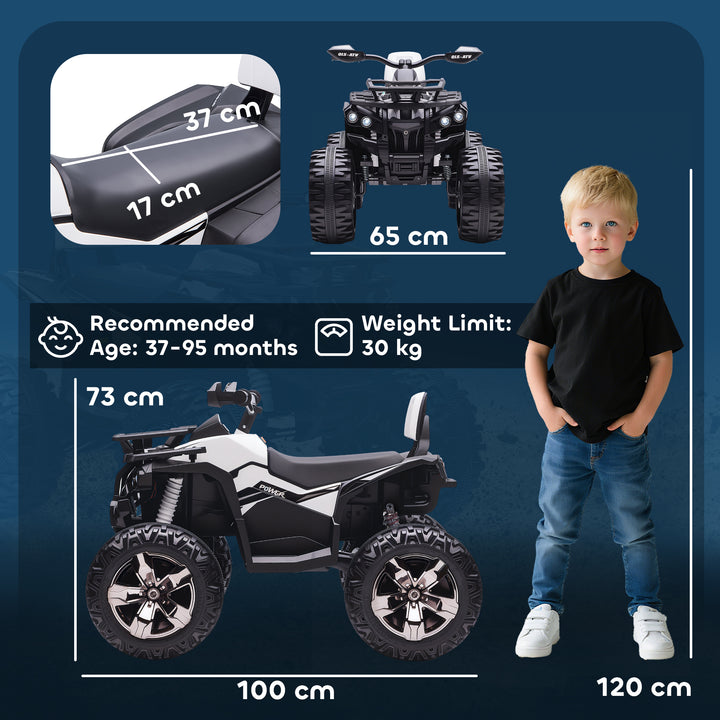 Elektrisk børne-quad, 3-8 km/t, 45 min. driftstid, LED-forlygter, musikafspiller med USB, til børn i alderen 3 til 5 år