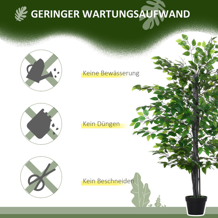 Kunstigt ficustræ stort 145 cm, kunstigt træ, kunstig plante, kunstige plastikplanter i potte, kunstig plante som ægte til stue soveværelse kontor have moderne dekoration gave