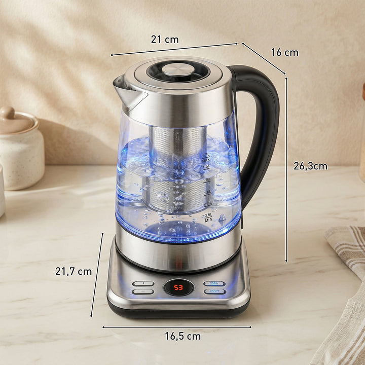 Elkedel, 1,7L hurtigtkogende 2200W elkedel med UK Strix termostat, tesi, varmholdningsfunktion