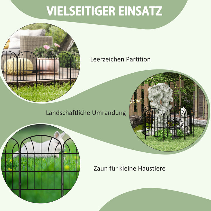 Havehegn, 8 elementer, formbart metalhegn, rumdeler, 264x61 cm, sort
