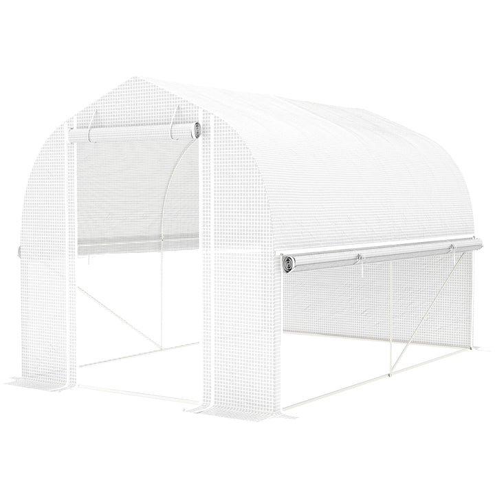 3 X 2 x 2 m polytunnel drivhus med oprullbare sidevægge, uv-bestandigt plastikdæksel og stålramme, hvid