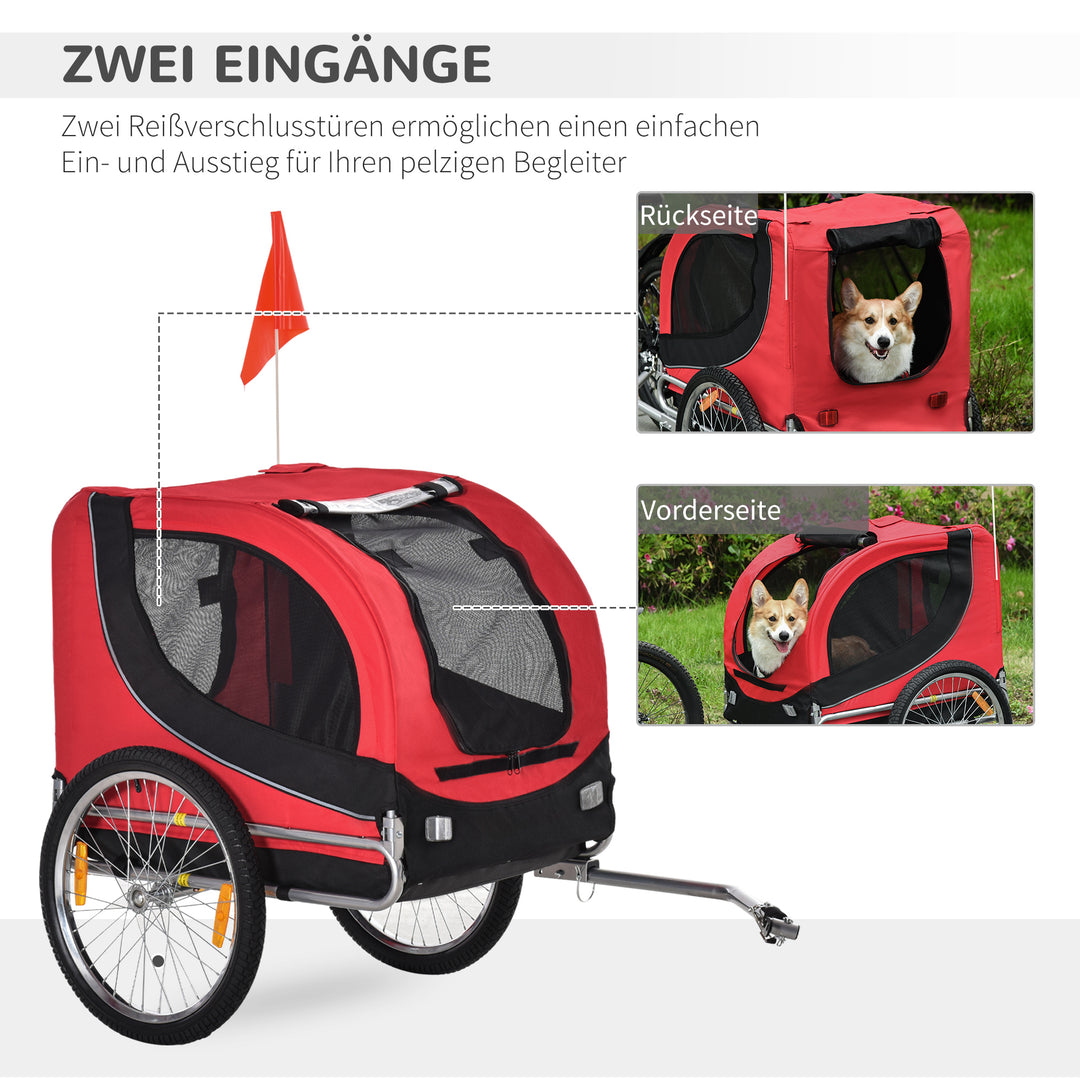 Cykeltrailer hundetrailer op til 20 kg med universalkobling stål rød+sort