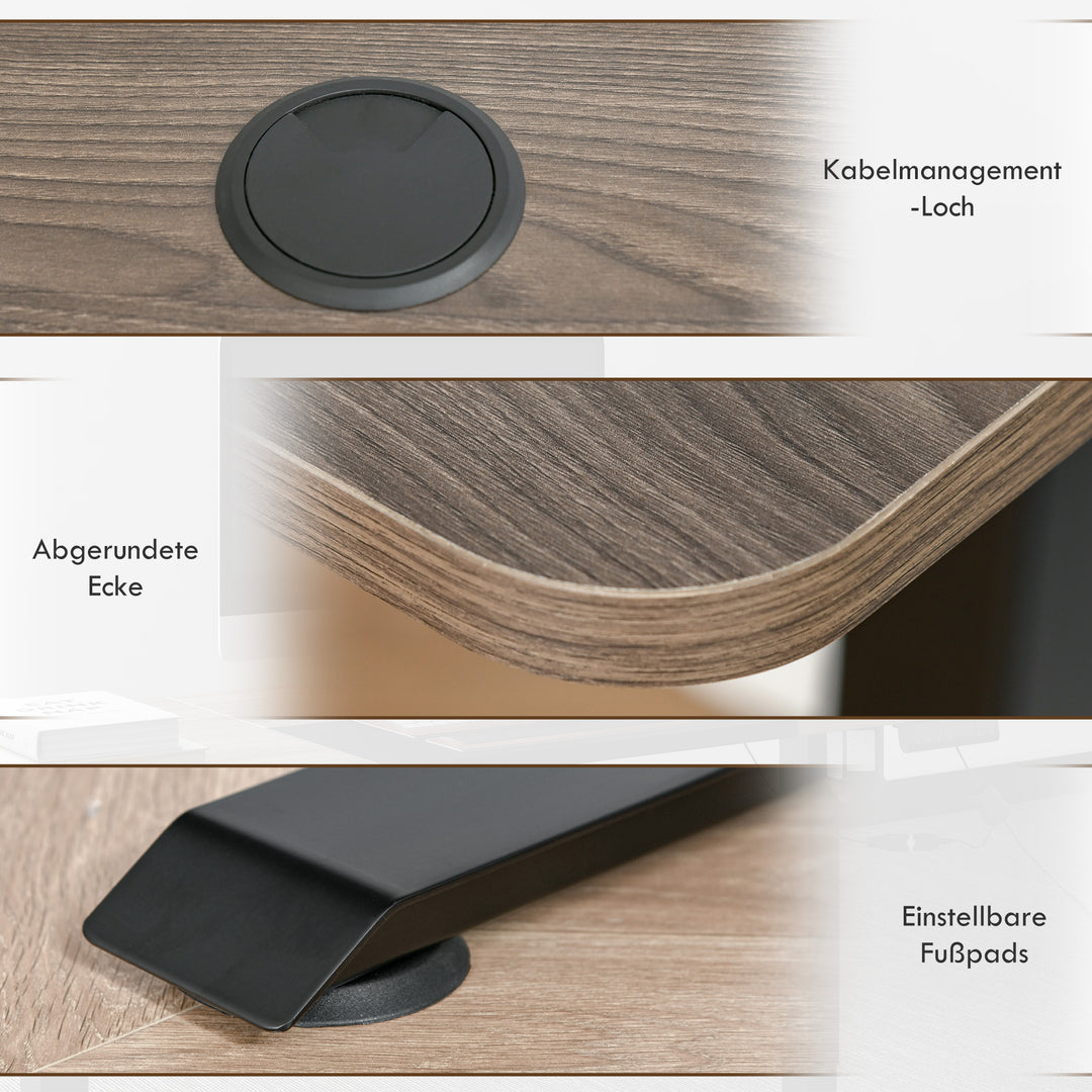 Højdejusterbart skrivebord elektrisk 140 x 70 cm computerbord med 4 hukommelseskontroller, 4-delt bordplade, sit-stee-bord med antikollision, overophedningsbeskyttelse sort