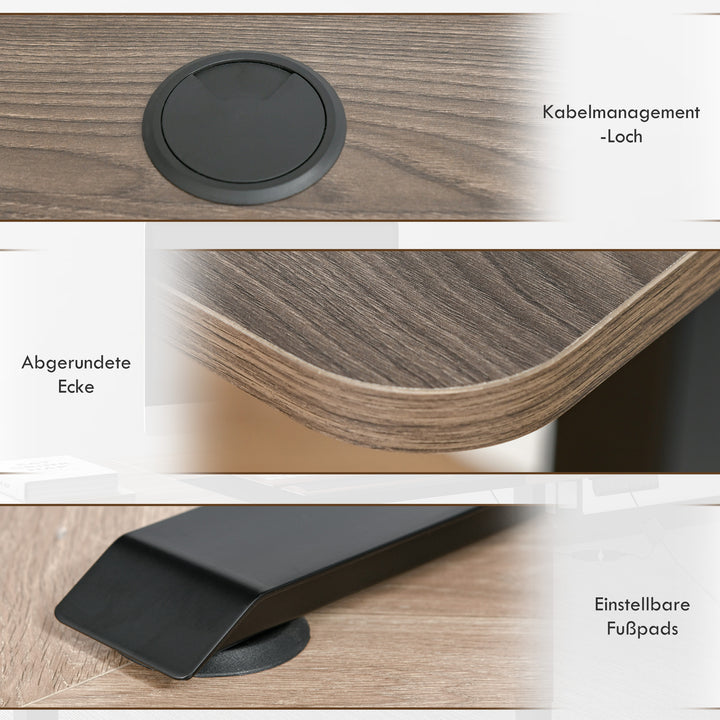 Højdejusterbart skrivebord elektrisk 140 x 70 cm computerbord med 4 hukommelseskontroller, 4-delt bordplade, sit-stee-bord med antikollision, overophedningsbeskyttelse sort