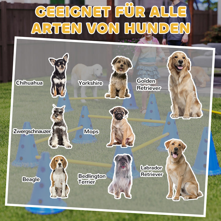 Agilitysæt til hunde, 6-delt agilityudstyr til hundetræning, hækkesæt med 12 kegler, 6 hække, bæretaske